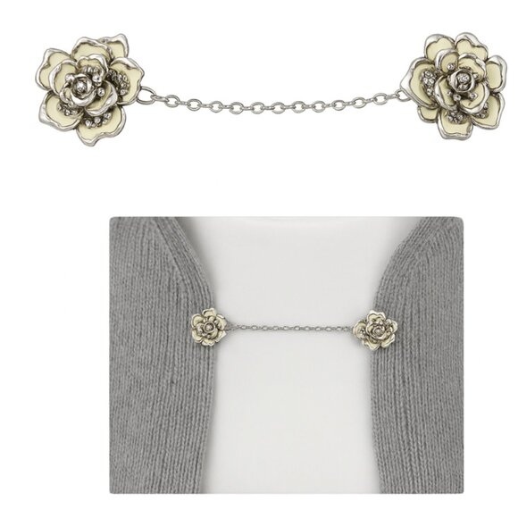 Jewelry - Dainty Flower Sweater Clip | Vintage-Inspired Floral Cardigan Guard